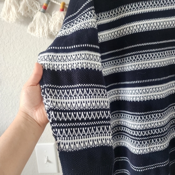 Vince Cotton Knit Striped V-neck Oversized Tunic Sweater Top Black Minimalist XL - Picture 10 of 11